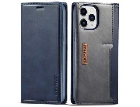 Funda PU + TPU LC.IMEEKE porta-tarjetas auto-absorvente Cerrar azul por iPhone 13 Pro Max 6.7