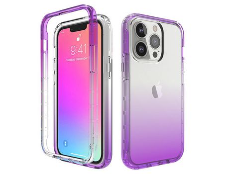 Funda TPU transparente anti-queda cor gradiente de luz roxa por iPhone 13 Pro 6.1