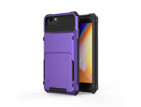 Carcasa TPU flip híbrido con suporte por tarjeta roxo por Apple iPhone SE (2nd Gen)/8/7 4.7
