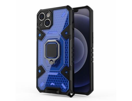 Funda TPU con suporte de anel magnético híbrido anti-queda azul por iPhone 13 6.1