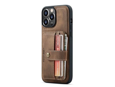 Funda TPU + PU JEEHOOD 2 en 1 desmontable marrón por iPhone 13 Pro 6.1