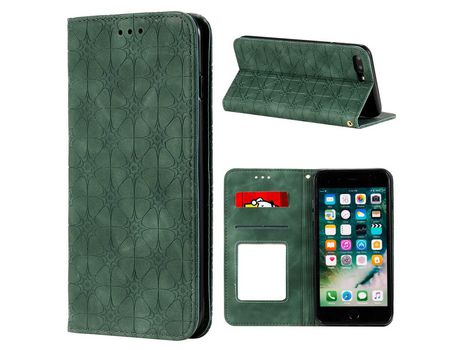 Carcasa PU superfíciy flor cunho absorvida auto- con slots de tarjeta verde por Apple iPhone 7 Plus/8 Plus 5.5