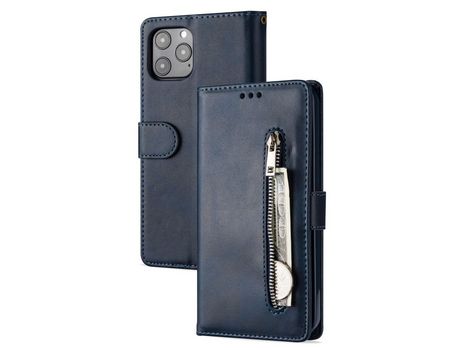 Carcasa PU bolso con estante con apoyo azul por Apple iPhone 12 Pro/iPhone 12 Max 6.1