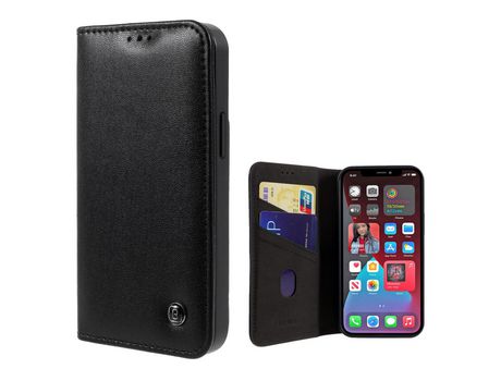 Carcasa PU textura de caballo louco série kala con suporte y suporte de tarjeta negro por Apple iPhone 12 mini
