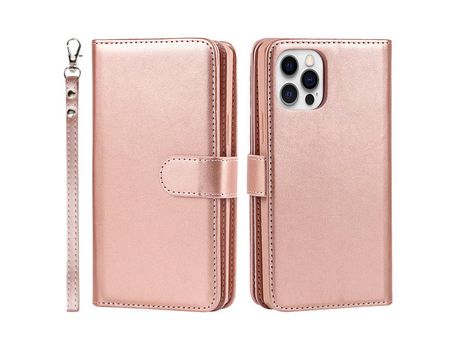 Funda PU + TPU desmontable con suporte de ouro rosa por iPhone 12 Pro/iPhone 12 6.1