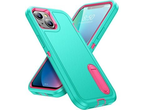 Funda TPU con muleta ciano/rosa por iPhone 13 6.1