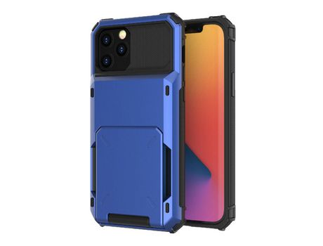 Funda TPU anti-queda porta-tarjetas híbrido azul por iPhone 13 Pro Max 6.7