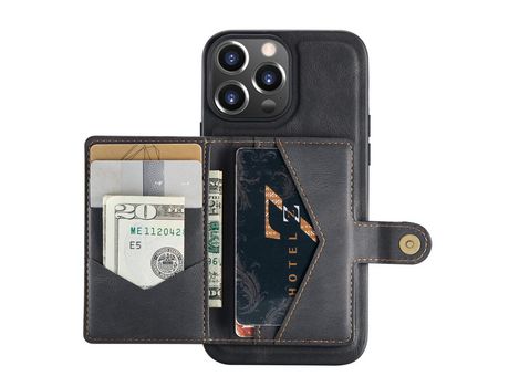 Funda TPU + PU JEEHOOD con suporte magnético removível 2 en 1 negro por iPhone 13 Pro Max 6.7