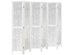 Biombo separador de ambientes, 6 paneles en madera de paulownia blanca y ramas de sauce Dec031053