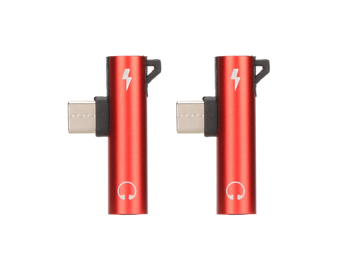 Adaptador de audio USB C a 3,5 mm YHL (2 unidades), carga y audio, rojo