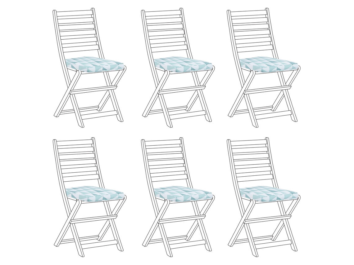 Conjunto de 6 cojines de asiento BELIANI Tolve de Poliéster Azul 39x31x5
