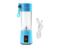 VVJIJILLY Liquidificador de frutas portátil 350/400ml, extrator de suco de plástico recarregável via USB (azul)