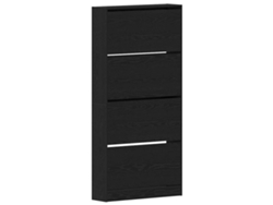 Zapatero de roble negro con puerta, 80x21x163,5 cm, MAISON EXCLUSIVE