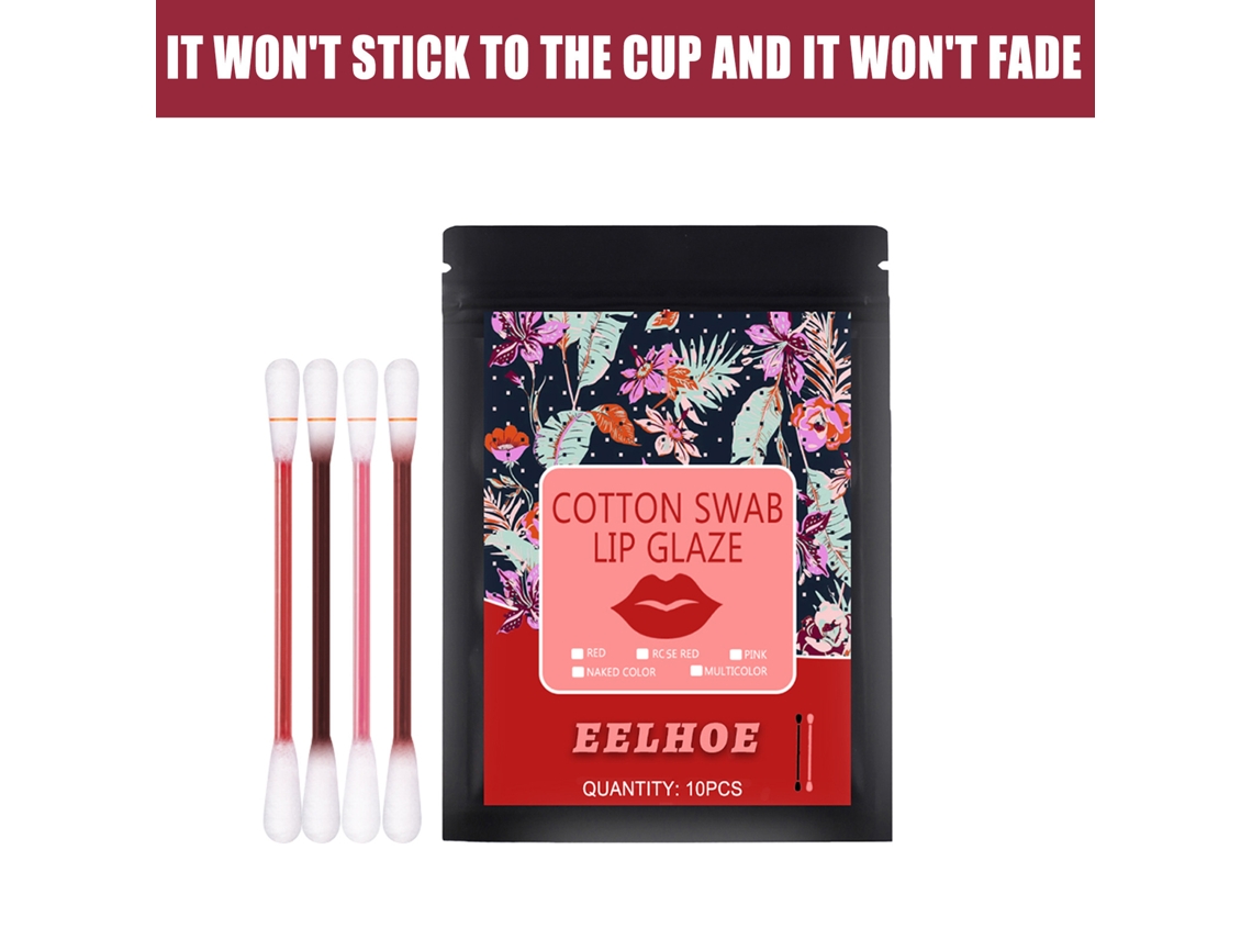 Brillo labial con hisopo de algodón