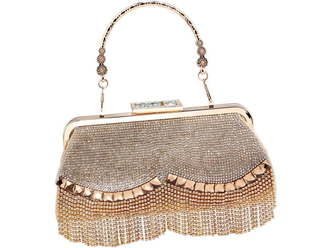 Clutch De Noite Luxuosa Em Poliéster Com Strass, Bolsa Prática Para Mulheres, Design Elegante.