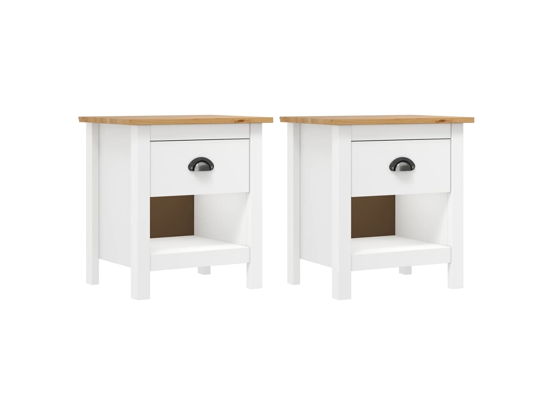Mesas Cabeceira LOVELY HOME Mesinha Hill 2 Pcs 46X35X49,5Cm Pinho Maciço
