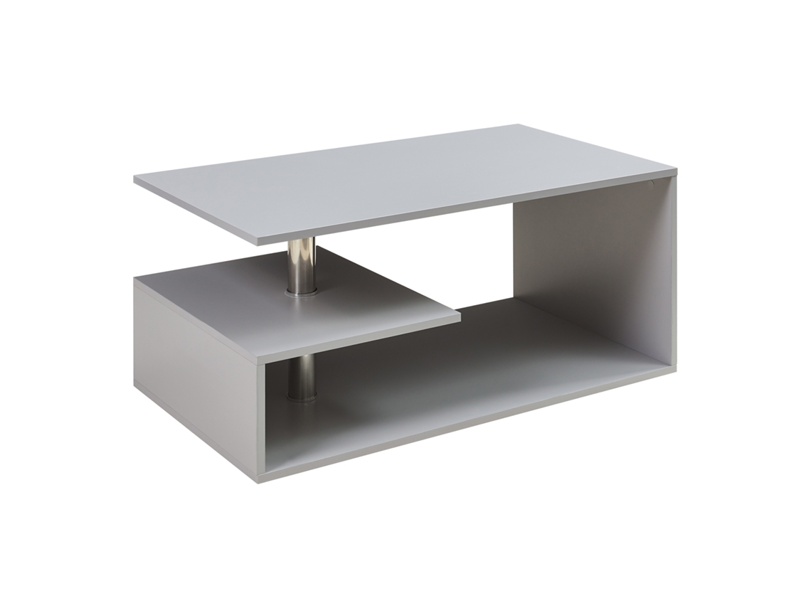 Mesa de centro blanca brillante de 100 x 50 x 32 cm con tapa de cristal y cajones, resistente a arañazos, con 1 cajón e iluminación LED, estilo M Hvorstur.