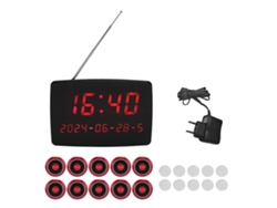 Sistema de llamada inalámbrico (10 botones impermeables, 1 receptor con pantalla)