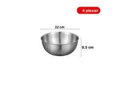 (juego De 4 Piezas, 22 Cm Plateado) Cuencos De Cocina De Acero Inoxidable, Cuencos Para Ensalada De Frutas De Estilo Coreano, Con Graduaciones