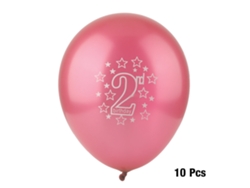 10 Globos De Látex Rosas Con El Número 2 Y Estampado De Caramelos Para Decoración De Cumpleaños.