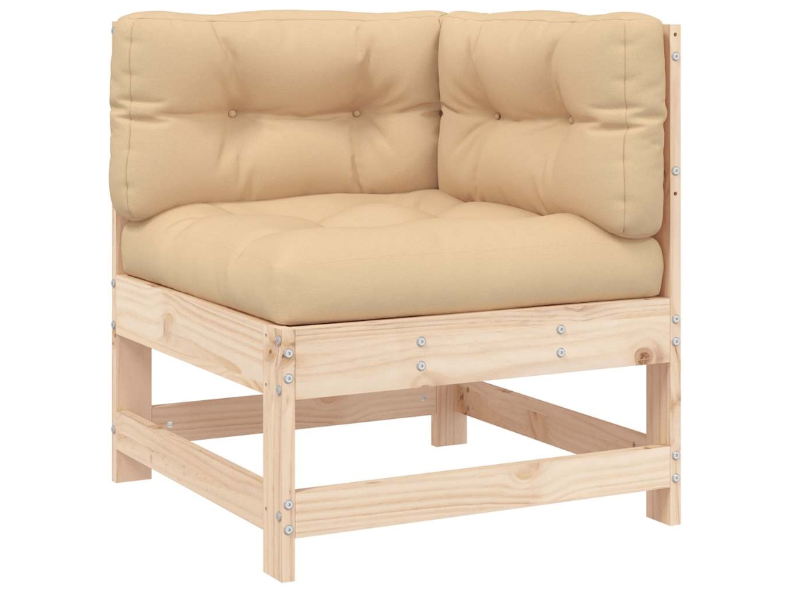 Maison Exclusive - Sofá esquinero con cojines, madera maciza de pino.