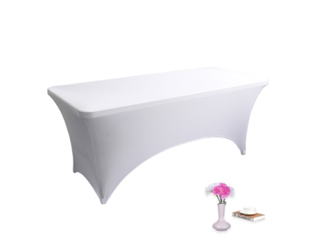 Mantel ajustado Ropa de mesa para mesa rectangular de 6 pies - Cubierta de mesa de cama de masaje de spandex elástico, blanco