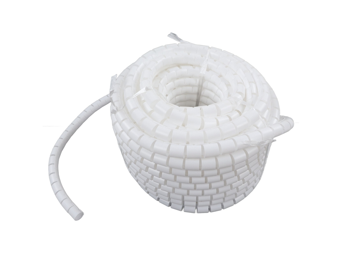 Organizador de cables flexible en espiral: protector de cables eléctricos con manguera de PE blanca, 22 mm x 50 m