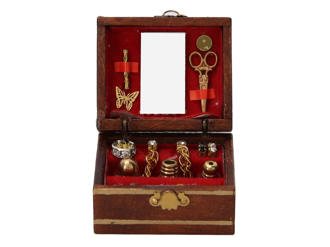 Rebe-caja De Joyería De Madera Miniatura, Accesorio Para Casa De Muñecas 1/12, Ornamentos Modelo