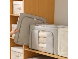 Caja de almacenaje plegable de gran capacidad, resistente al polvo y la humedad, gris, 66 litros. Sfushos