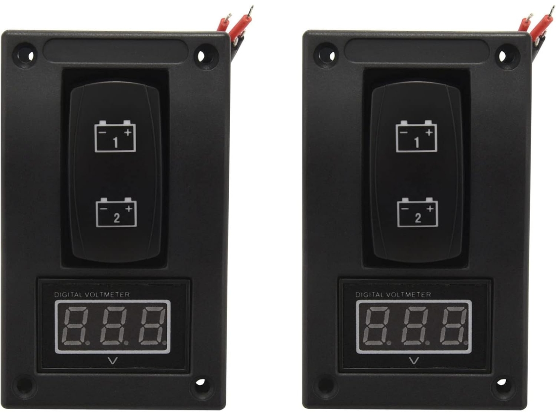 Panel De Prueba De Batería Dual Led De 2 X 12/24 V Con Interruptor Basculante