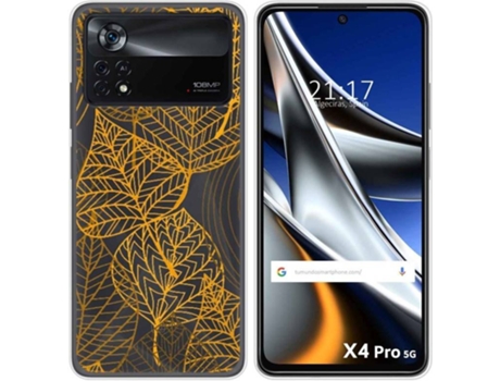 Carcasa para Xiaomi Poco X4 Pro 5G TUMUNDOSMARTPHONE Dibujos Transparente Hojas Multicolor