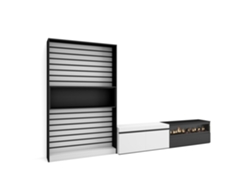 Muebles de Salón para TV SKRAUT HOME Para TV hasta 80", Chimenea eléctrica, Blanco y Negro (310x186x35 cm)