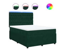 Maison Exclusive - Cama Box Spring Con Colchón Terciopelo Verde Oscuro 140x200 Cm