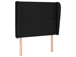 Maison Exclusive - Cabecero Con Orejas De Tela Negro 93x23x118/128 Cm