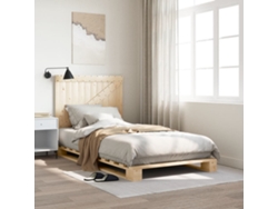 Estructura De Cama Con Cabecero Madera Maciza Pino 100x200 Cm