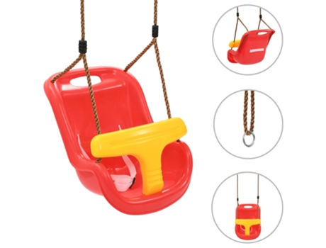 vidaXL Columpio para bebé con cinturón de seguridad PP rojo