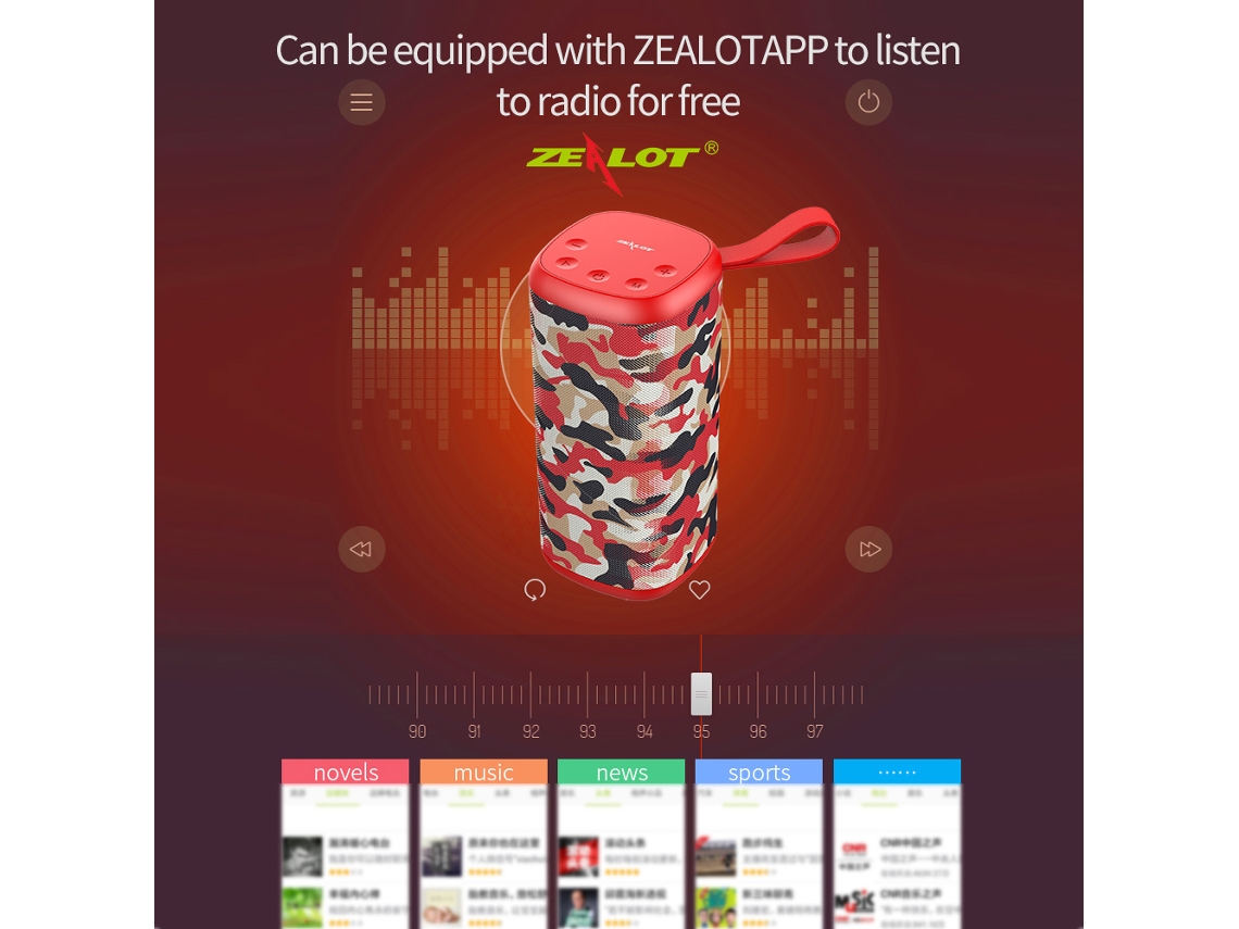 Altavoz Hifi Inalámbrico Bluetooth 5.0 Zealot S35 Con Subwoofer, Graves Potentes, Micrófono, Ranura Para Tarjeta Y Compatibilidad Con Aplicación.