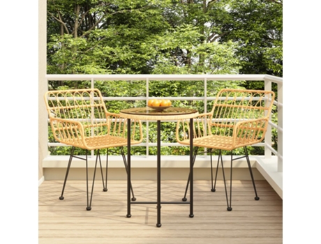 Conjunto 3 de comedor de jardín VIDAXL ratán sintético