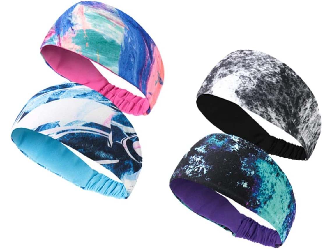 Conjunto De 4 Faixas De Cabeça Esportivas Unissex, Em Poliéster Elástico, Antiderrapantes, Para Ioga, Corrida, Fitness E