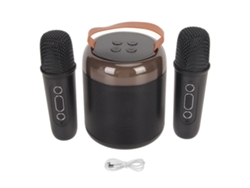 Máquina De Karaoke Portátil Con 2 Micrófonos Inalámbricos, Altavoz Bluetooth 5.3, Luz Rgb, Color Negro.