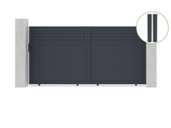Puerta corredera 3,5m CARPATIA H.180cm aluminio gris 2 postes 20x20cm H.190cm CASANOOV
