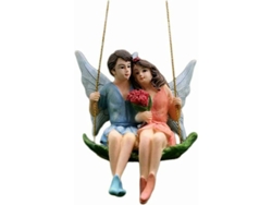 Figuras Decorativas De Pareja Mágica Y Romántica Para Jardín Con Columpio, Estatua De Resina En Miniatura