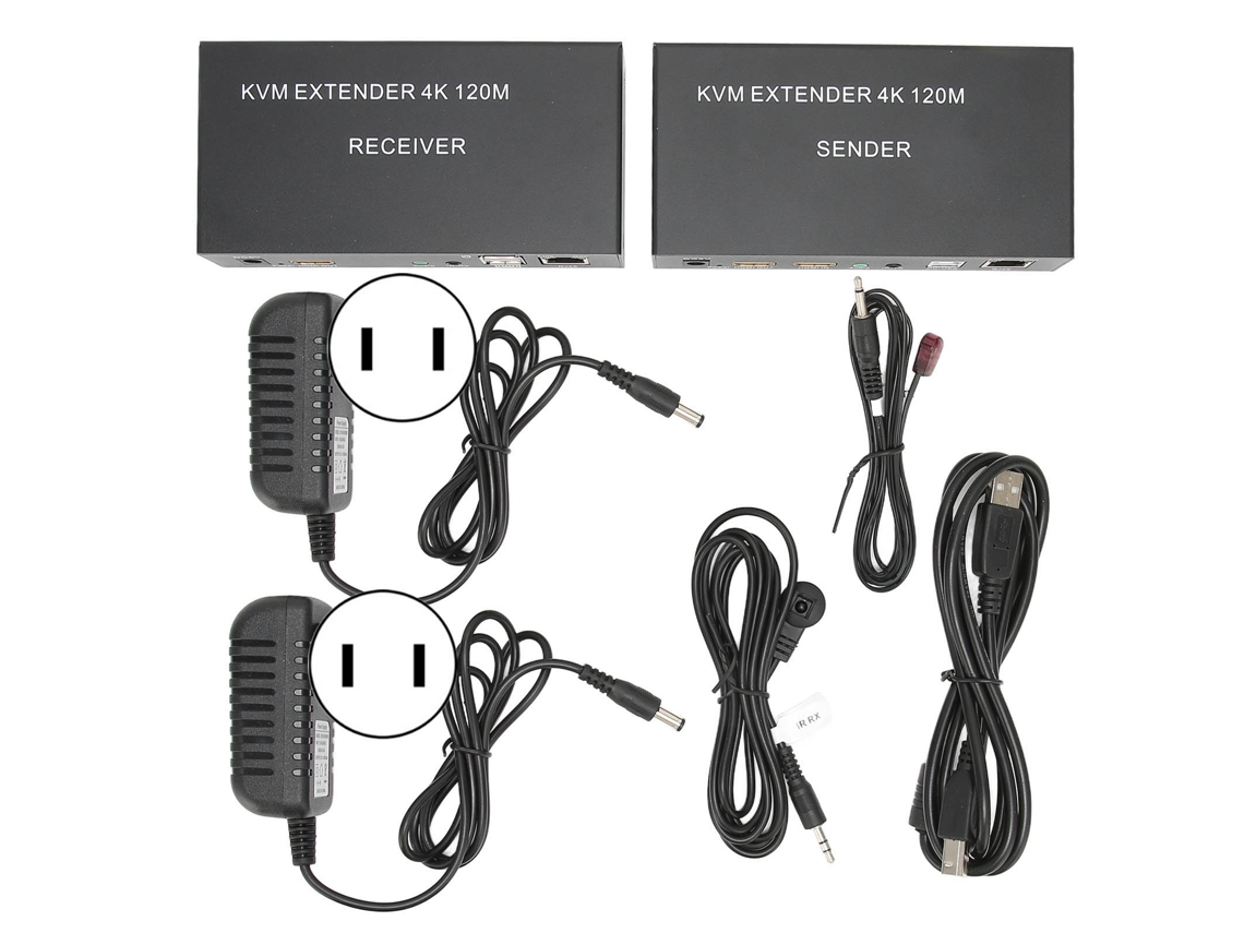 Extensor Kvm De Red 4k Ultra Hd Con Interfaz Multimedia A Través De Cat5e/6 Hasta 120 M (enchufe Estadounidense)