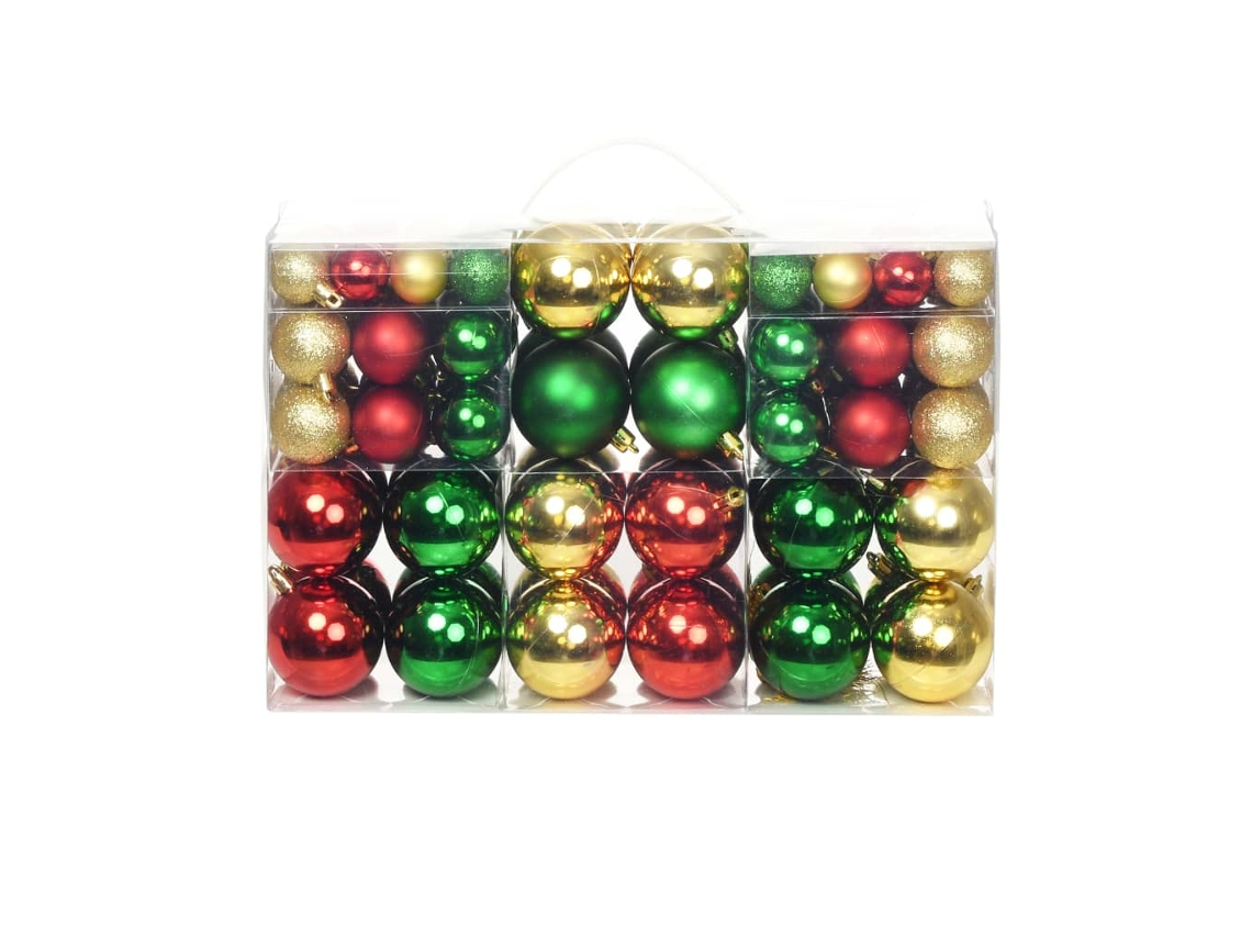 Conjunto 100 Juego de bolas de Navidad VIDAXL Multicolor Plástico