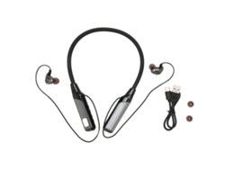 Auriculares Bluetooth Negros Con Banda Para El Cuello, Cancelación De Ruido, Compatibilidad Con Tarjetas Y Batería De Larga Duración Para Deportes Al Aire Libre.