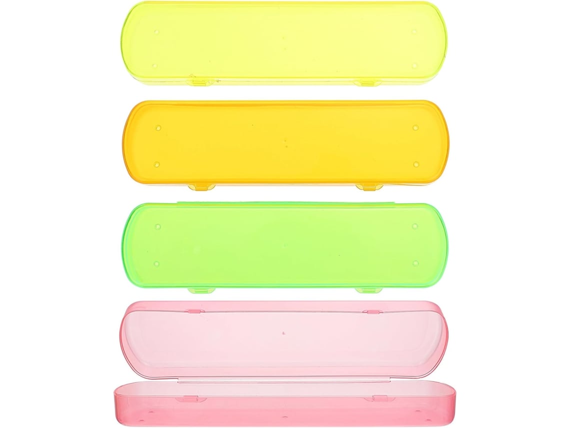Villcase Estojo compacto e prático para armazenamento de pasta de dente e creme dental, 4 peças, plástico PP, ideal para viagens e uso doméstico.