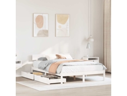 Estructura De Cama Sin Colchón Madera De Pino Blanca 140x190 Cm