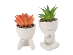Rebe - 2 unidades de mini vasos artificiais fofos em formato de humano para decoração de casa e mesa, na cor branca.
