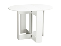 Mesa de cocina flexible Salle À Manger 2 Abattants - Mesa ovalada extensible - 104l x 76l x 73,7h cm en madera blanca