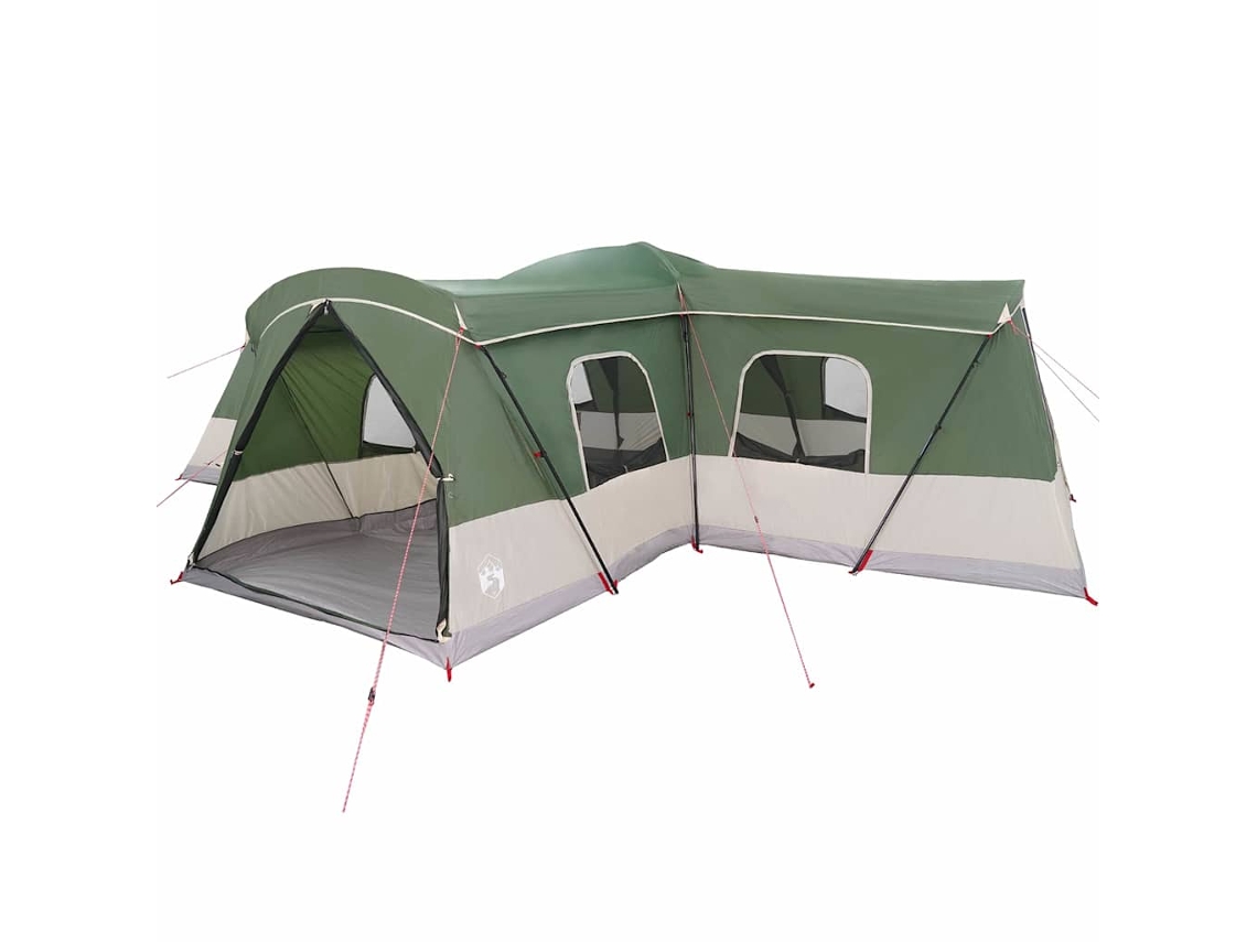 Tienda de campaña para 16 personas con techo verde, 680 x 510 x 210 cm